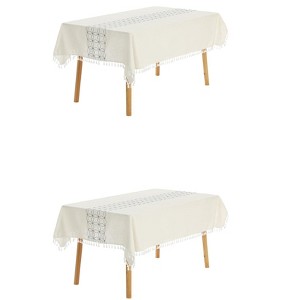 Unique Bargains Rustic Cotton Linen Waterproof Dinner Party Christmas Table Cover 2 Packs - 1 of 4
