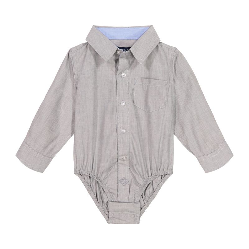 Andy & Evan Toddler Grey Chambray Button Down Shirt, Size 12/18, 1 of 4