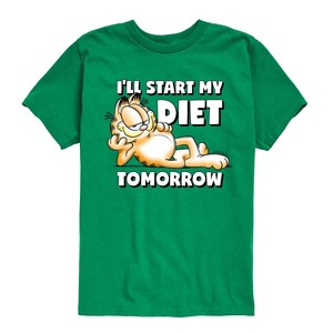 Boys' - Garfield - Start My Diet Tomorrow Short Sleeve Graphic T-Shirt - 1 of 4