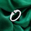 Slickblue Petite Rhodium CZ Open Cuff Ring for Women, Clear Round Stone, Silvertone, Contemporary Style, Sizes 5-10 - 2 of 3