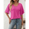 Coolmee Women's V Neck Tops Dressy  Ruffle Sleeve T Shirts Trendy Blouses - 3 of 4
