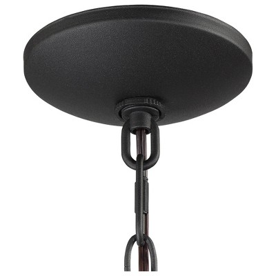 Stratton Black Steel Outdoor Hanging Lantern with Clear Glass