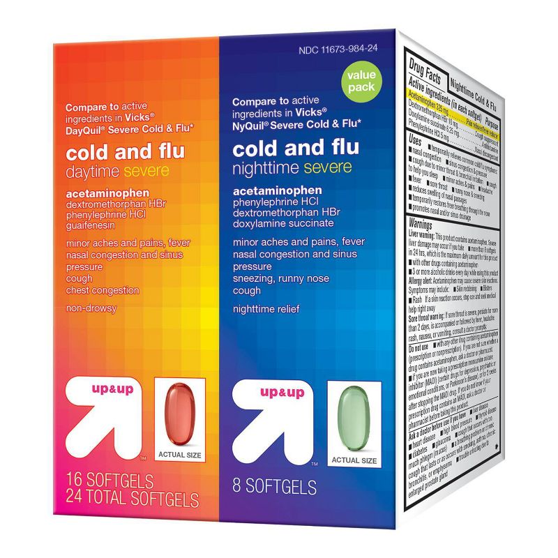 Day/Night Cold &#38; Flu Combo Severe Softgels - 24ct - up &#38; up&#8482;, 1 of 6