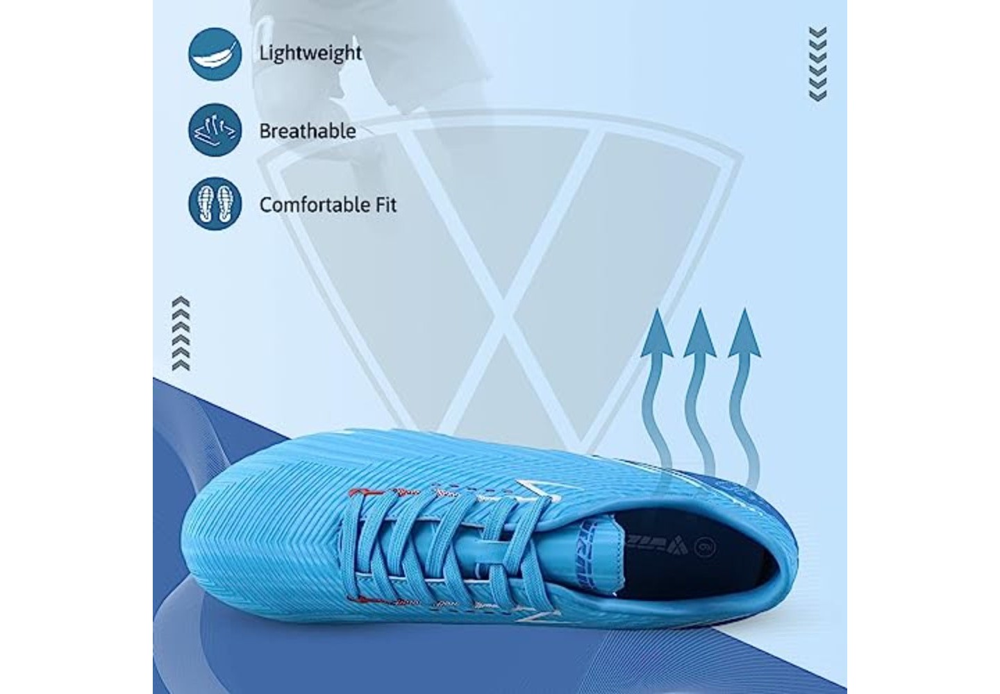 Мужские бутсы Vizari Tesoro Firm Ground Outdoor Soccer Shoes/Cleats for Teens and Adults - Sky/Navy, цвет: Тёмно-синий — фото 3