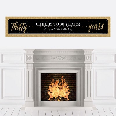 Big Dot of Happiness Chic 30th Birthday - Black and Gold - Happy Birthday Decorations Party Banner