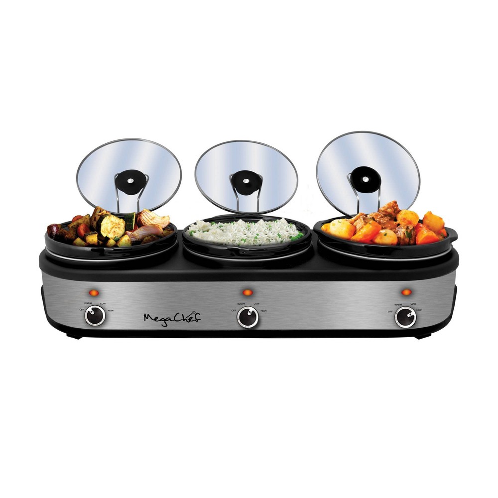 Photos - Multi Cooker MegaChef Triple 2.5 Quart Slow Cooker and Buffet Server Stainless Steel