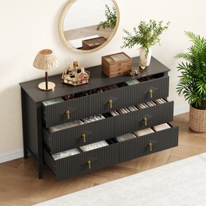 Fluted Dresser for Bedroom, 54 Inch Wide 7-Drawer Wood Dresser, Modern Chest of Drawers - 1 of 4