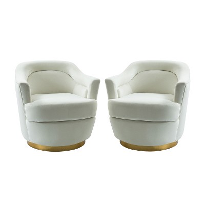 Set of 2 Cornelius Swivel barrel Chair with Metal Base | ARTFUL LIVING DESIGN