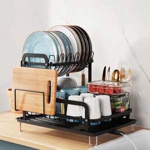 2-Tier Dish Drying Rack for Kitchen Counter Space Saving Rustproof Dish Rack with Drainboard Detachable Kitchen Drainer Organizer Set - 1 of 4