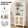 QingMoon Bookshelf with Rattan Doors, 5 Tier Wood Storage Bookcase with Freestanding Display Shelves for Library, Living Room and Home Office - 2 of 4