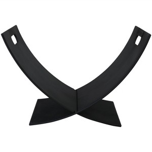 Sunnydaze Small Powder-Coated Steel Outdoor Firewood Log Rack - 30" - Black - 1 of 4