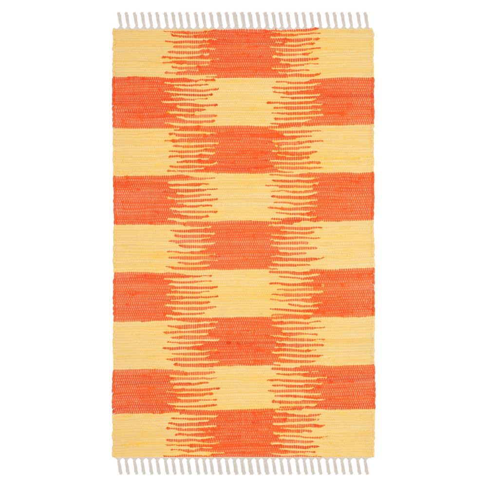  Yellow/orange Check Woven Accent Rug