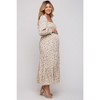 PinkBlush Cream Floral Smocked Long Sleeve Maternity Maxi Dress - 2 of 4