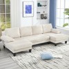 SKRAN 114" U-Shaped Couch Convertible Sectional Sofa 4-Seat Sofa with Double Chaise Lounge for Apartment, Living Room - 2 of 4