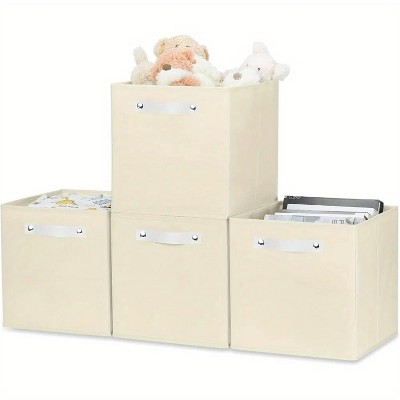 Storage Bins Foldable Fabric Storage Cube Organizer with Handles 13x13x13 Inch Lightweight 4 Pack Clothes Basket