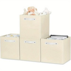 Storage Bins Foldable Fabric Storage Cube Organizer with Handles 13x13x13 Inch Lightweight 4 Pack Clothes Basket - 1 of 3