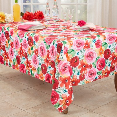 Santa Monica Floral Print Rectangular Fabric Tablecloth