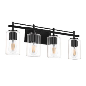 DAKAFUL Modern Bathroom Vanity Light, Vanity Fixture Over Mirror with Black Frame&Clear Glass Shade, Wall Light for Mirror, Bedroom, Bathtub Area - 1 of 4