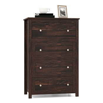 Tangkula 4 Drawer Dresser 43.5" Storage Cabinet Chest Clothes Organizer Bedroom Brown