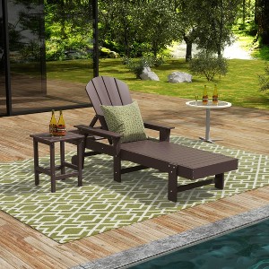 WestinTrends Malibu 2 Piece Adirondack Poly Reclining Chaise Lounge With Arms & Wheels - 1 of 4