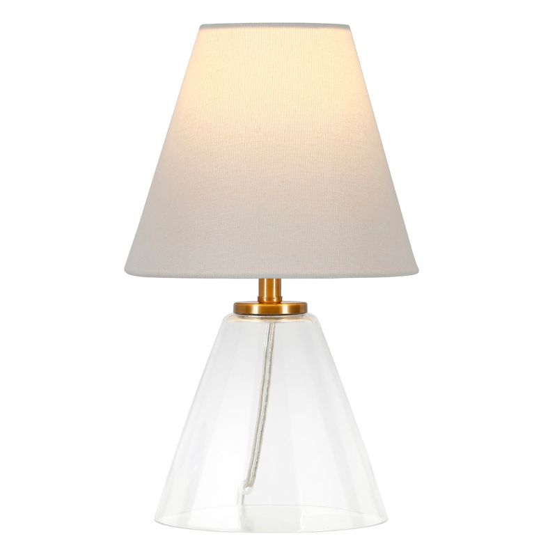 Hampton &#38; Thyme 13.62&#34; Tall Mini Lamp with Fabric Shade Clear Glass/White, 4 of 10