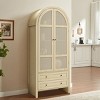 Tall Arched Kitchen Pantry,Wood Storage Cabinet with Adjustable Shelves, 2 Drawers, Rattan Doors,Versatile Storage for Kitchen-Tanpinhause - 2 of 4