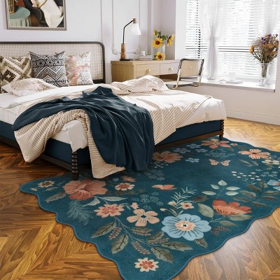 Lahome Machine Washable Back to College Series Floral Plant Floor Mat-Natural Bio-Printed Soft Rug for Living Room, School, Bedroom, or Entryway
