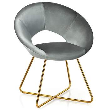 Costway Modern Velvet Accent Chair Upholstered Vanity Chair w/Golden Metal Leg Pink\Dark Green\Grey