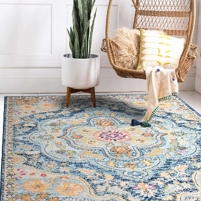 Navy Synthetic 5' x 7' Reversible Washable Area Rug