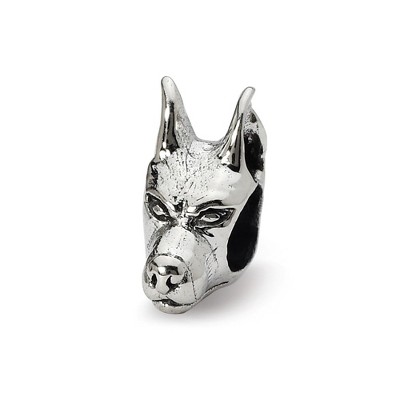 Black Bow Jewelry Sterling Silver Doberman Pinscher Head Bead Charm