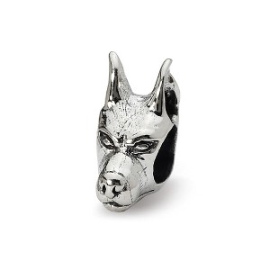 Black Bow Jewelry Sterling Silver Doberman Pinscher Head Bead Charm - 1 of 4