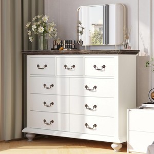 9 Drawers Dresser for Bedroom, Wooden Chest of Drawer with Large Drawers & Metal Handles - 1 of 4