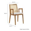 Modway Monarch Wood Dining Armchair – Cane Back and Padded Seat in Honey Natural with Ivory Heathered Weave, Mid-Century Modern Accent - 3 of 4
