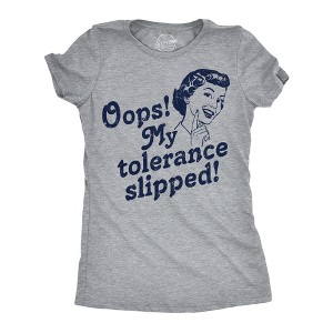 Womens Funny T Shirts Oops My Tolerance Slipped Sarcastic Graphic Novelty Tee For Ladies - Crazy Dog Women's T Shirt - 1 of 4