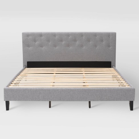 King Nova Ridge Tufted Upholstered Bed, Upholstered Bed Frame King Grey