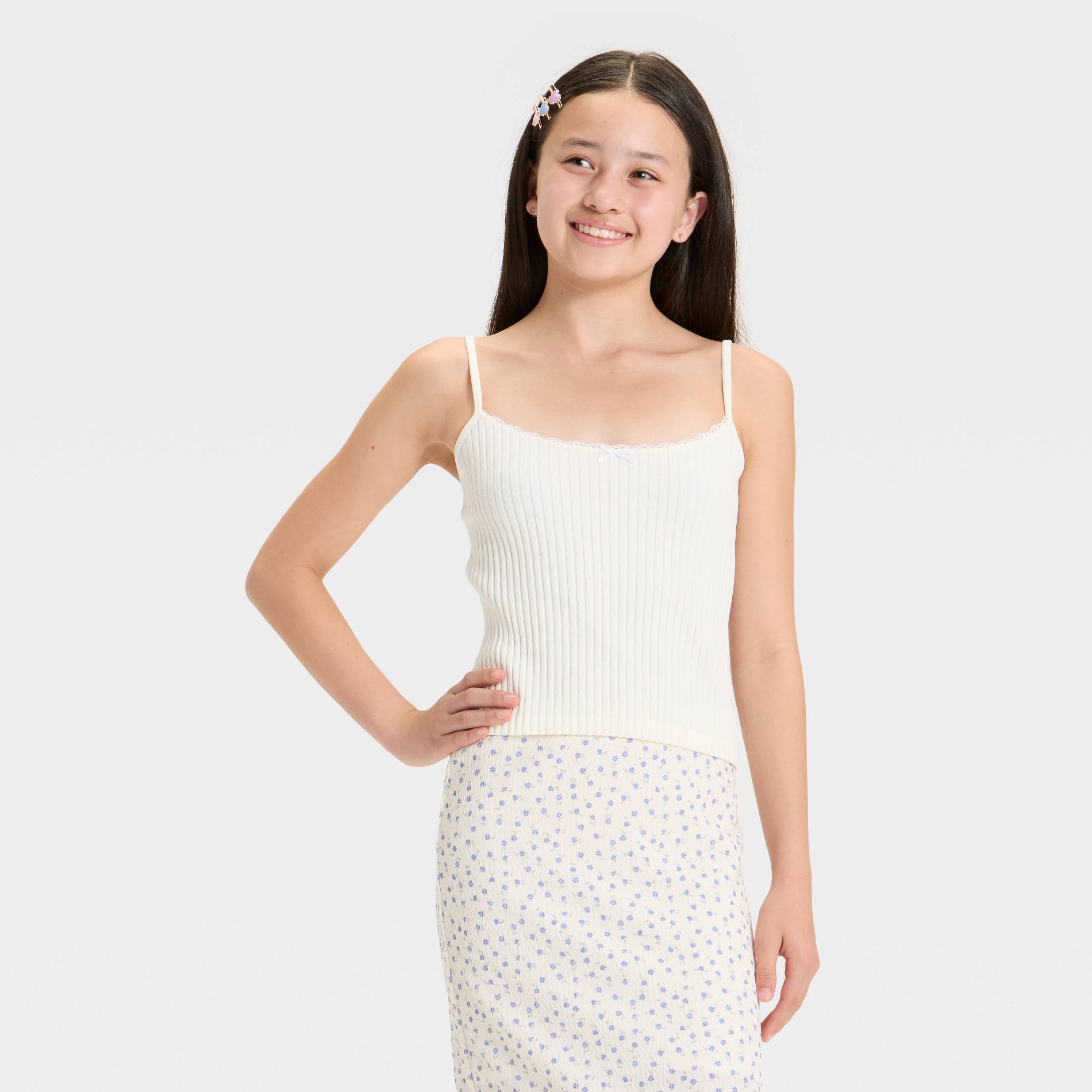 Girls' Seamless Tank Top - art class™ White L