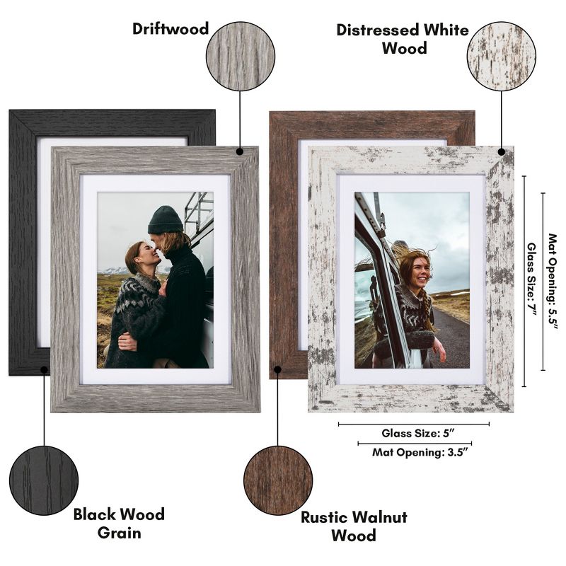 Americanflat Picture Frame Set With Mat - Perfect for Farmhouse Decor - 4 Pack, 2 of 8