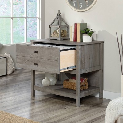 Mystic Oak Lateral File Cabinet with Open Shelf