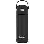 THERMOS FUNTAINER 16 Ounce Stainless Steel Vacuum Insulated Bottle with Wide Spout Lid, Black Matte