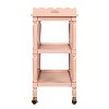 Storied Home 3-Tier Bar Cart on Casters with Removable Scalloped Tray, Pink - 4 of 4