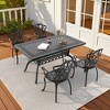 (5-PC)Premium Black Cast Aluminum Patio Set - Weather-Resistant Outdoor Table & Chairs with Beige Cushions - 2 of 4