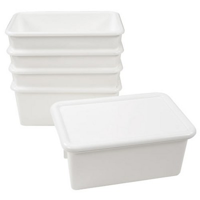 Kaplan Early Learning Storage Bins with Lids - Set of 5 - White