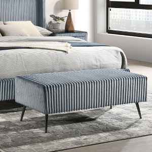 Sapphtopaz Modern 48.3" Ottoman Corduroy Upholstered Accent Bench with Metal Legs Rectangle Vanity Stool for Living Room, Bedroom, Entryway - 1 of 4
