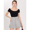 INSPIRE CHIC Women's Faux Suede Button Front A-Line High Waisted Mini Short Skirt - 3 of 4
