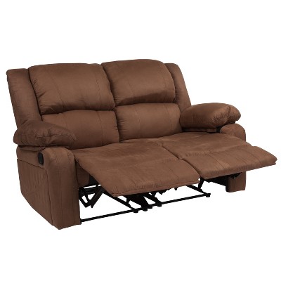 Chocolate Brown Microfiber Reclining Loveseat with Pillow-top Arms