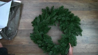 24" Green Pine Artificial Christmas Wreath with Clear Lights
