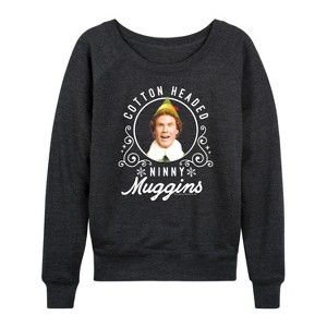 Women's - ELF - Ninny Muggins Lightweight French Terry Wide Neck Long Sleeve Shirt - 1 of 4