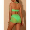Elerevyo Women's Halter Ring Textured Solid Color Cover Up Mesh Skirt Bikini Bathing Suits 3 Pcs - 3 of 4