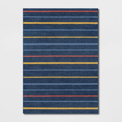 4'x5'6" Multi Stripe Rug Navy - Pillowfort™