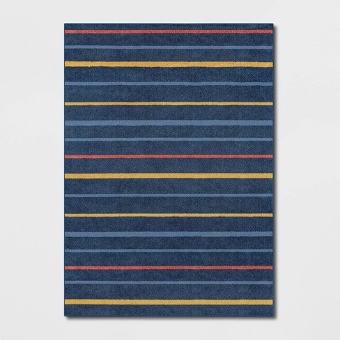 Thick border thread stripes Mats multicolour colour polyester